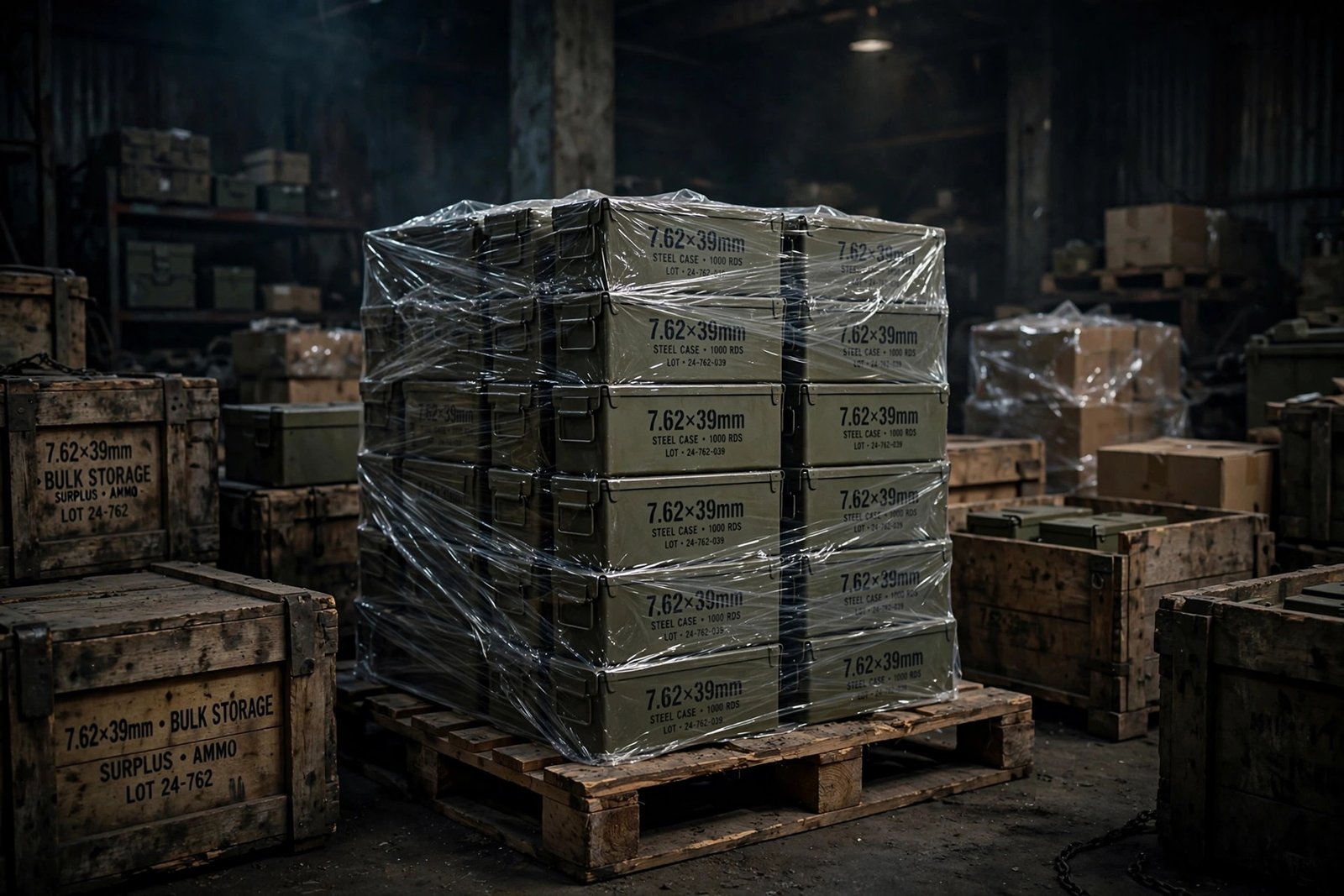 Representative pallet of 7.62x39mm ammunition